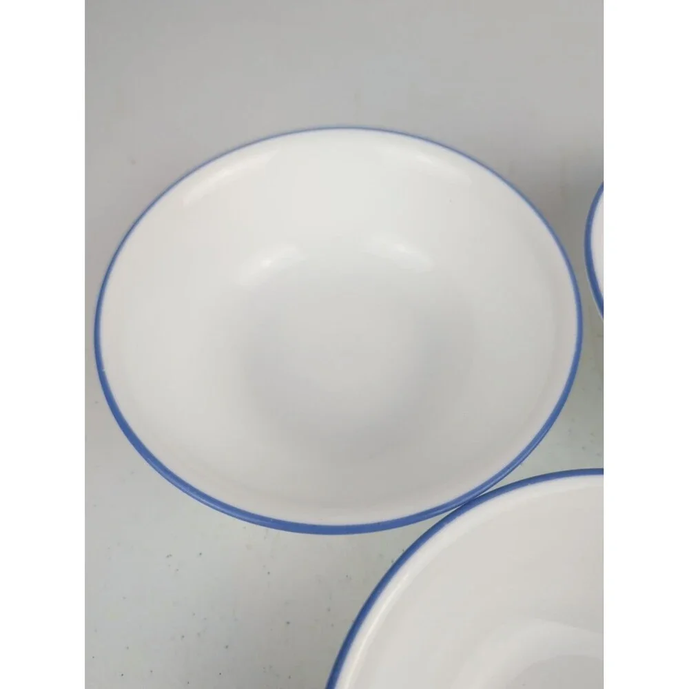 Lot of 3 Vintage Corelle White w/Blue Rim Blue Line 6.25” Cereal Soup Bowls